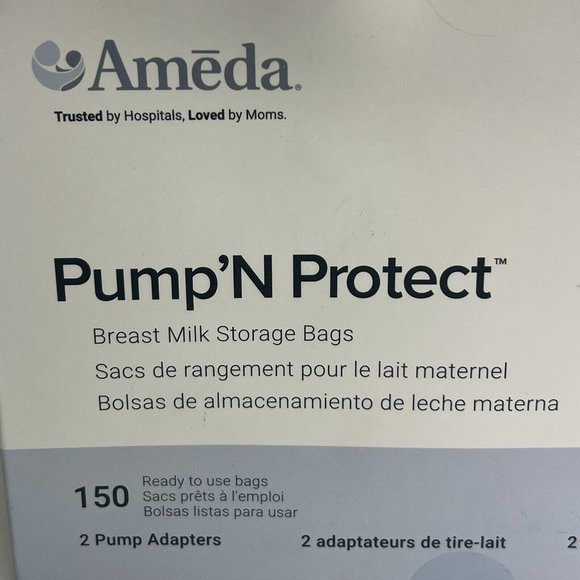 Ameda Pump N Protect Breast Milk Storage Bags And Adapters 6oz Or 180ml 150 Bags - Picture 3 of 12